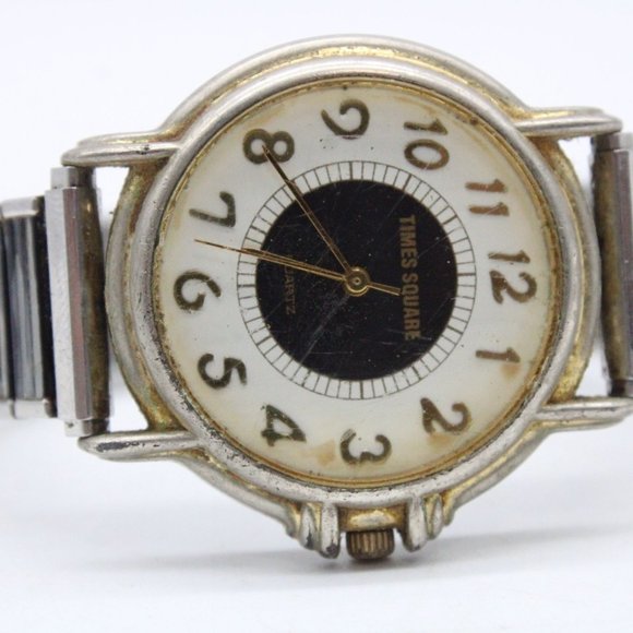 Vintage Time Square Watch Men Silver Tone Classic Retro Stainless Steel - Picture 6 of 8